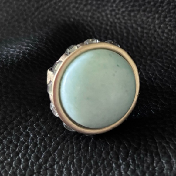 Lia Sophia ring. Light gold with large center stone and rectangle rhinestones. - Picture 2 of 4